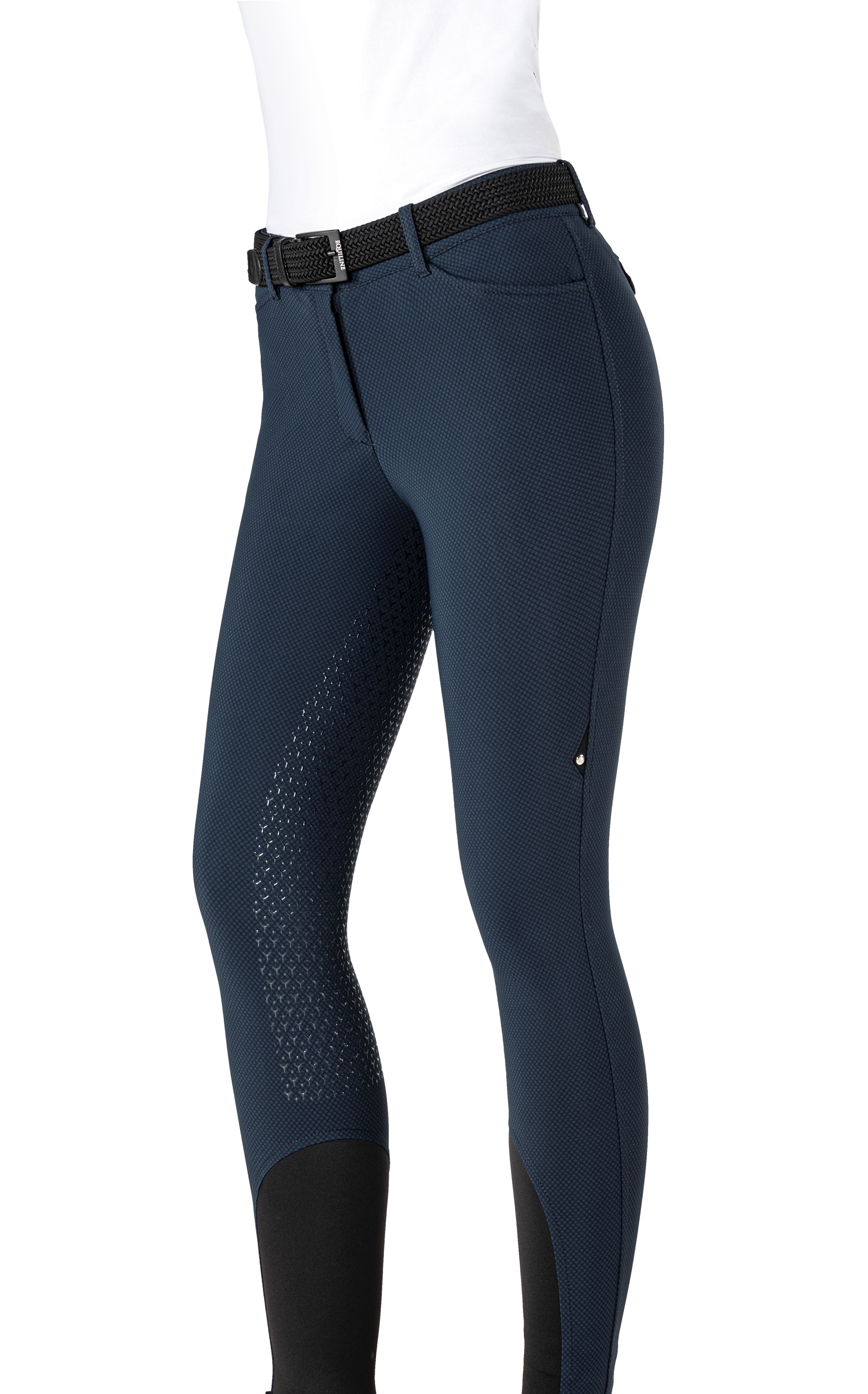 Se Equiline Ridebukser med full grip Pantalone Donna Navy tern hos Rider Sport Rideudstyr